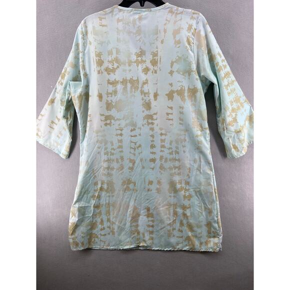 LULLA by BINDVA Coverup Swim Oversize BEACH Kraftin TUNIC Blue Tan OS Lightweigh - Picture 9 of 9